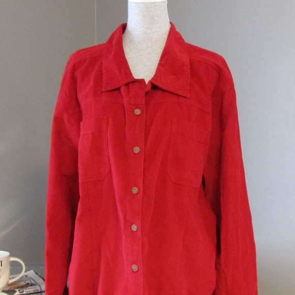 NEW Dressbarn Woman Red Corduroy Shirt 3X - Picture 2 of 6